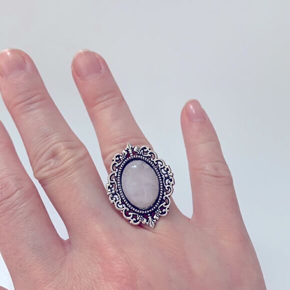 💍Beautiful Rose Quartz Natural Gemstone Ring - Picture 4 of 6